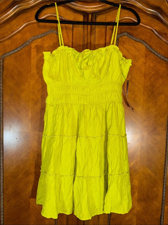 TRIXXI Dresses & Skirts - Trixxi Neon Lime Tiered Mini Dress
